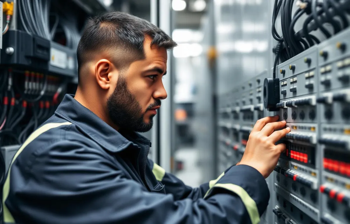 BAANGS service engineer working on an industrial electrical control panel